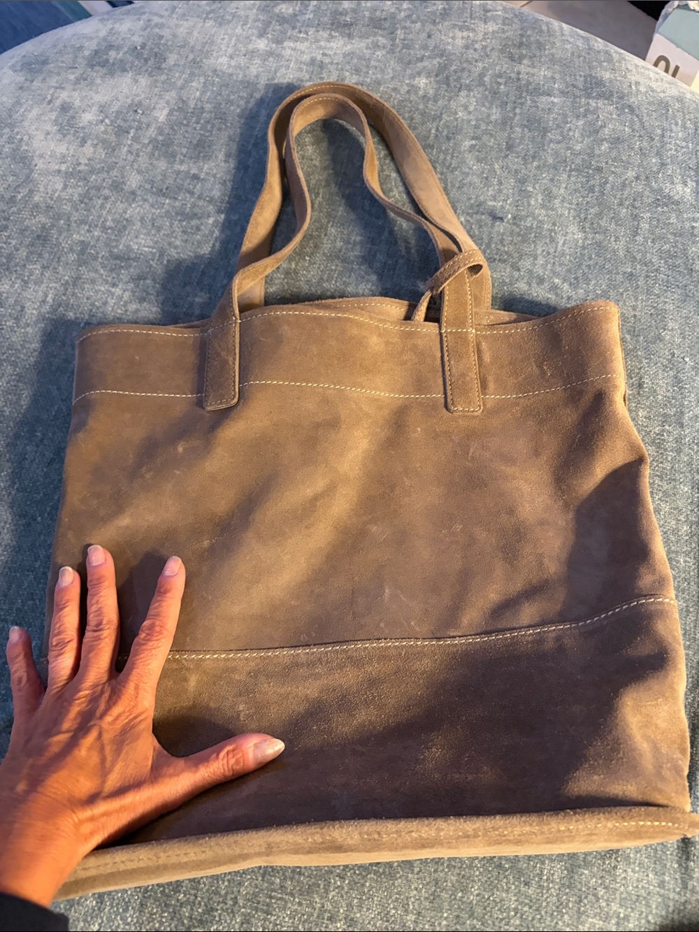 Brown Suede Tote Bag - Classic Casual Carryall - Picture 2 of 10